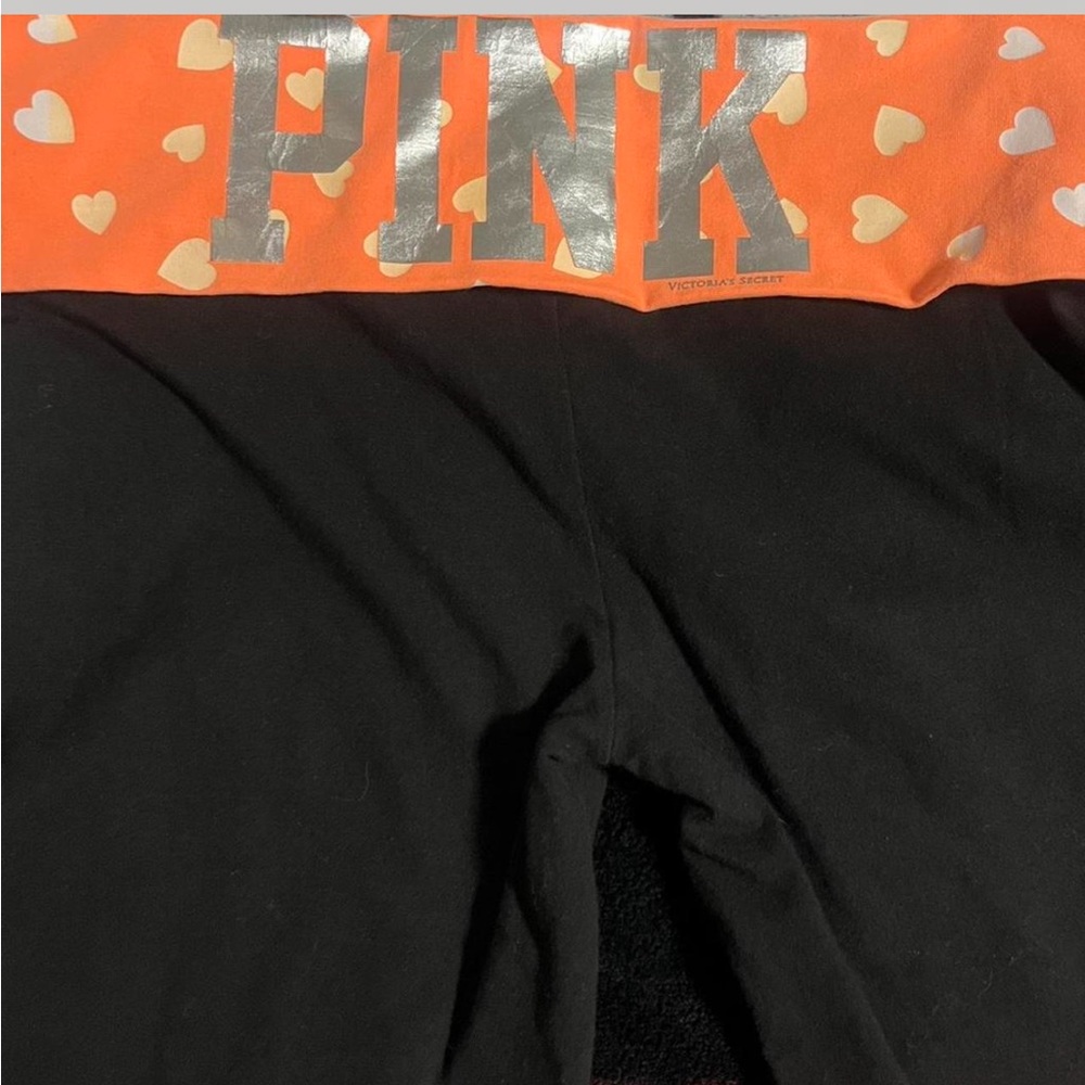 Victoria's Secret yoga carpri’s with Orange and Silver Waistband